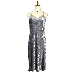 Mossimo Supply Co. Slip Dress Womens Med Grey Crushed Velvet Lace Fairy Witchy